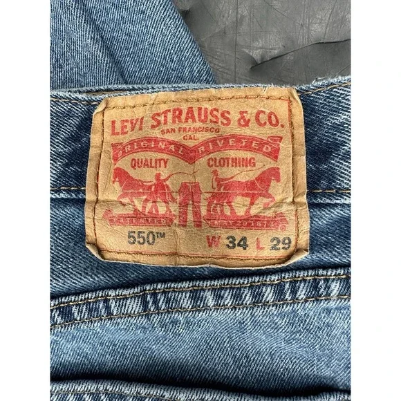 Levis 550 Relaxed Fit Tapered Leg Blue Denim Jeans Mens 34x29 Medium Wash - Picture 7 of 7